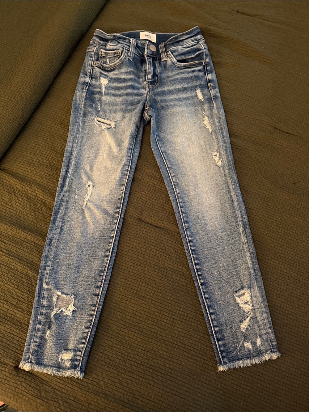 BKE Girls Distressed Skinny Jeans - Light Blue Fade